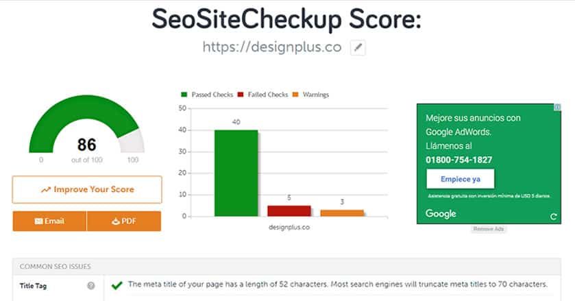 SEO site checkup