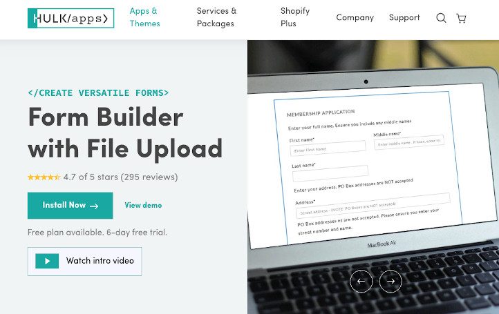 Form builder by hulk apps mejores apps shopify