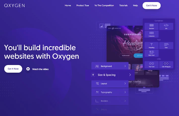 Oxygen builder websites