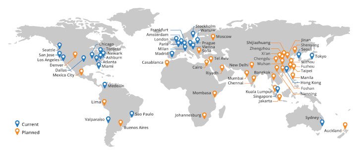 Mapa de red de Clouflare