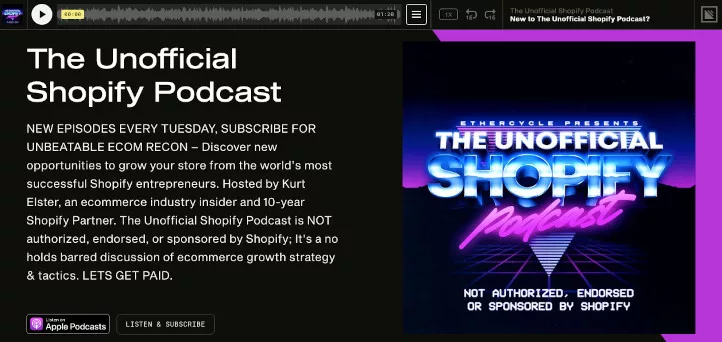 Podcast ecommerce the unoofficial shopify podcast