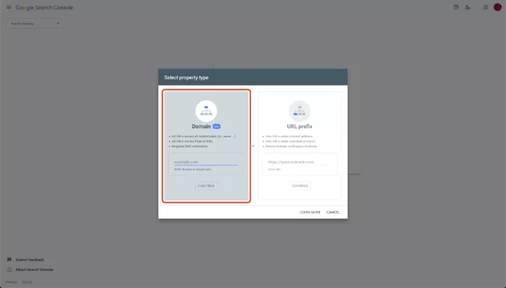 validar dominio google search console