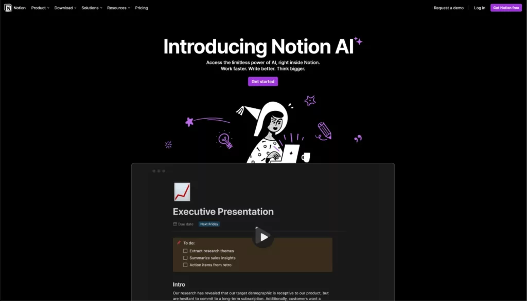 Screenshot Notion AI