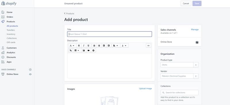 agregar productos shopify