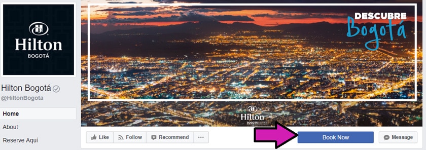 Cómo optimizar tu página de Facebook: Las 9 cosas que debes hacer 5 Página de facebook Hilton Bogotá