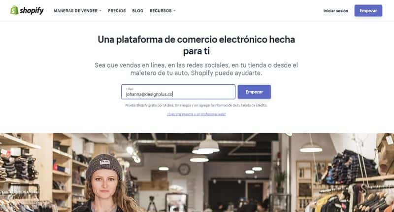 Guía para crear tienda online en Colombia 1 inscribir Shopify