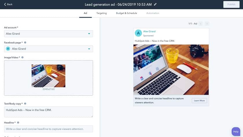 Anuncios gratis CRM HubSpot