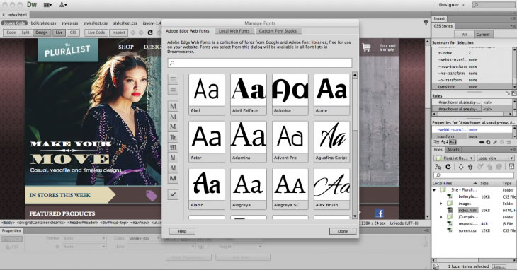 Dreamweaver Edge Web Fonts