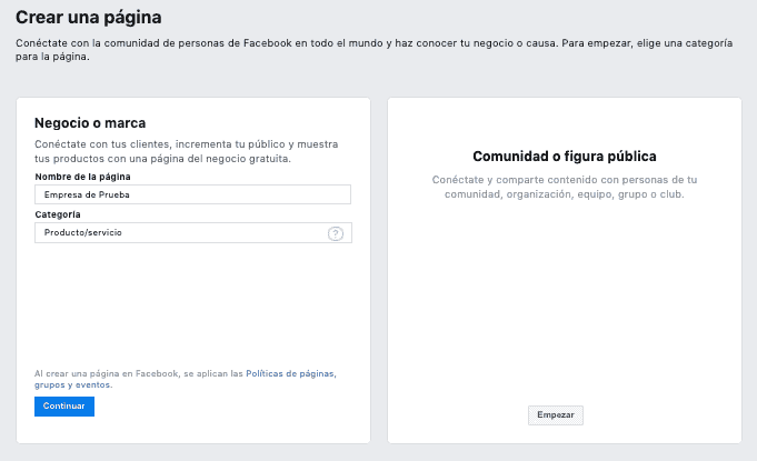 Como crear una página de Facebook