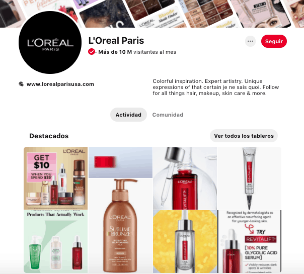 Listado de redes sociales Pinterest