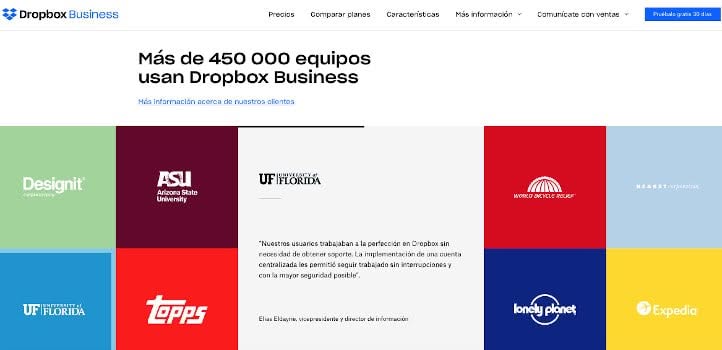 Elementos página principal de un sitio web