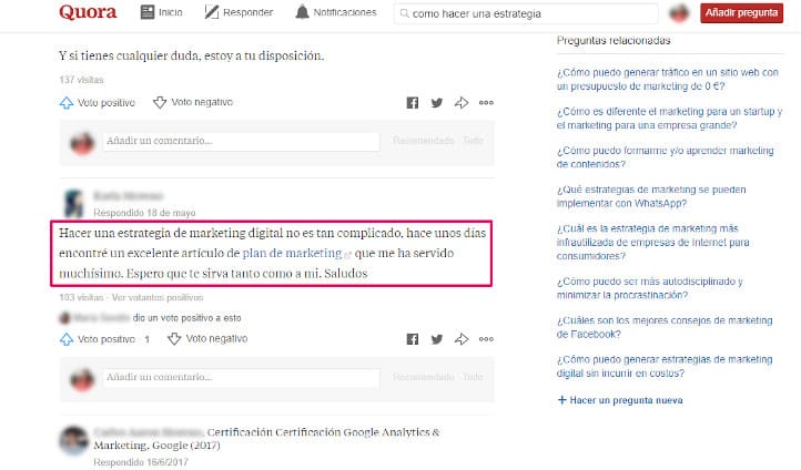 Quora comentario enlace DesignPlus