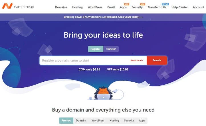 Comprar dominio en Colombia con Namecheap