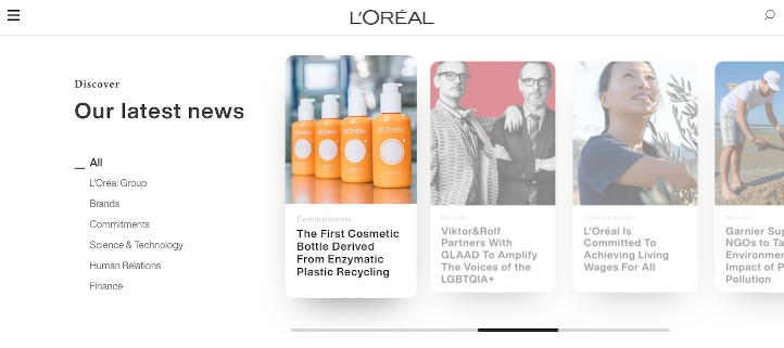 Blog homepage ecommerce