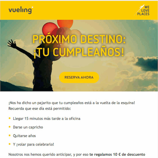 Email marketing de reactivación evento