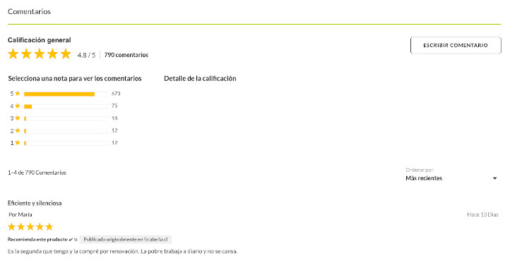 Comentarios reviews ecommerce