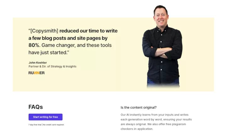 Generador de contenido con inteligencia artificial Copysmith