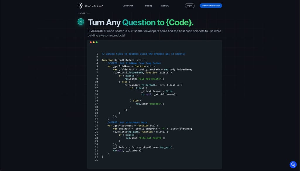 Screenshot Blackbox AI