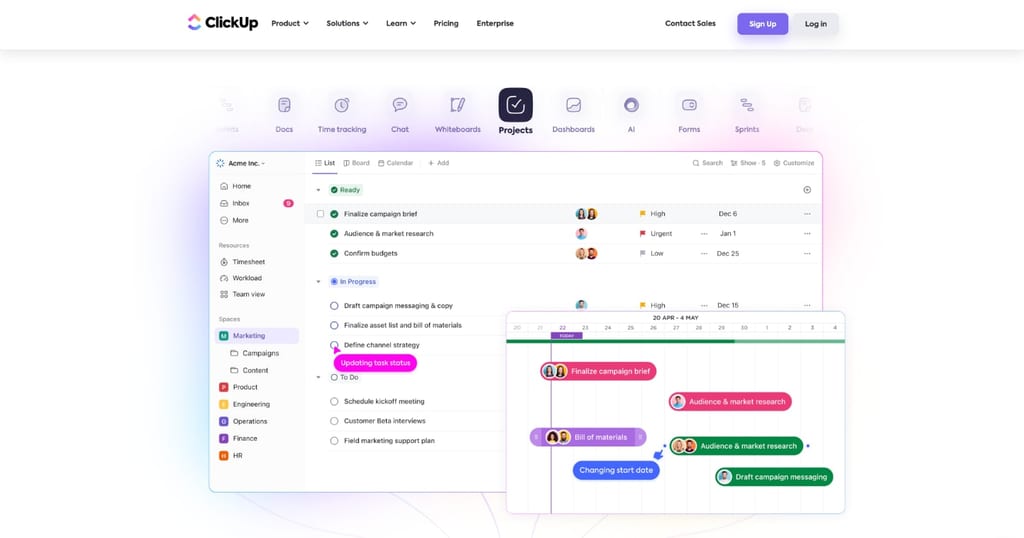 clickup gestion de proyectos
