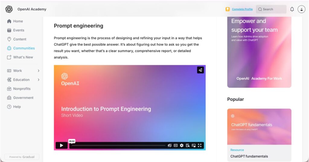 10 valiosos cursos gratis de Inteligencia Artificial de OpenAI: aprende IA desde cero de forma imparable 2 prompting openai designplus